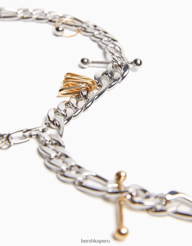 plata Bershka hombres collar de perforación 806J6B3692