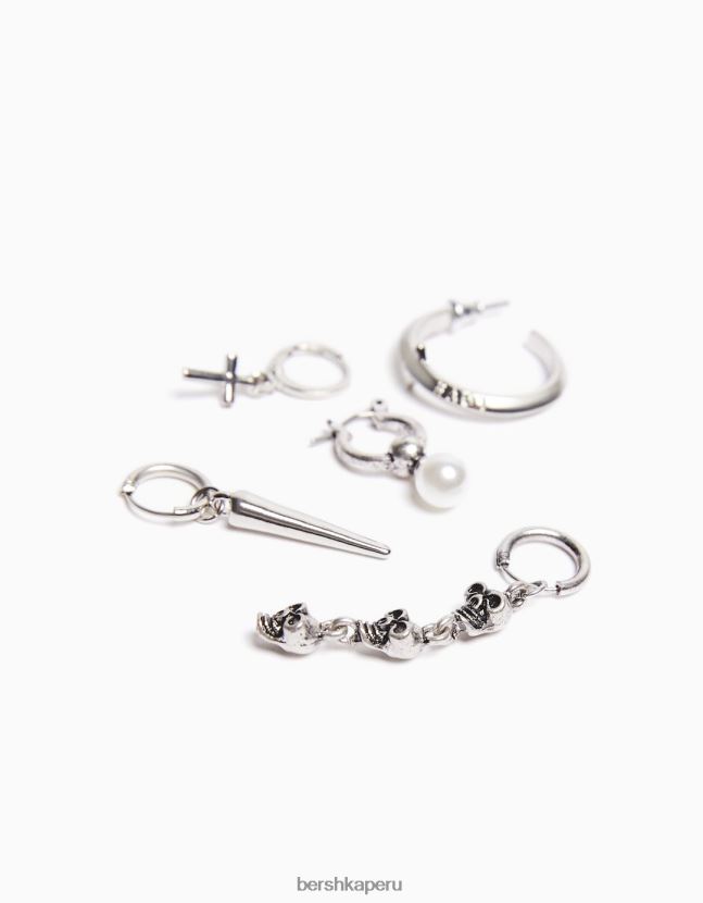 plata Bershka hombres juego de 10 pendientes de cruz 806J6B3670