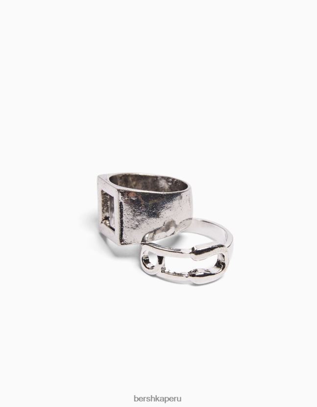 plata Bershka hombres juego de 4 anillos de cadena para candado 806J6B3652