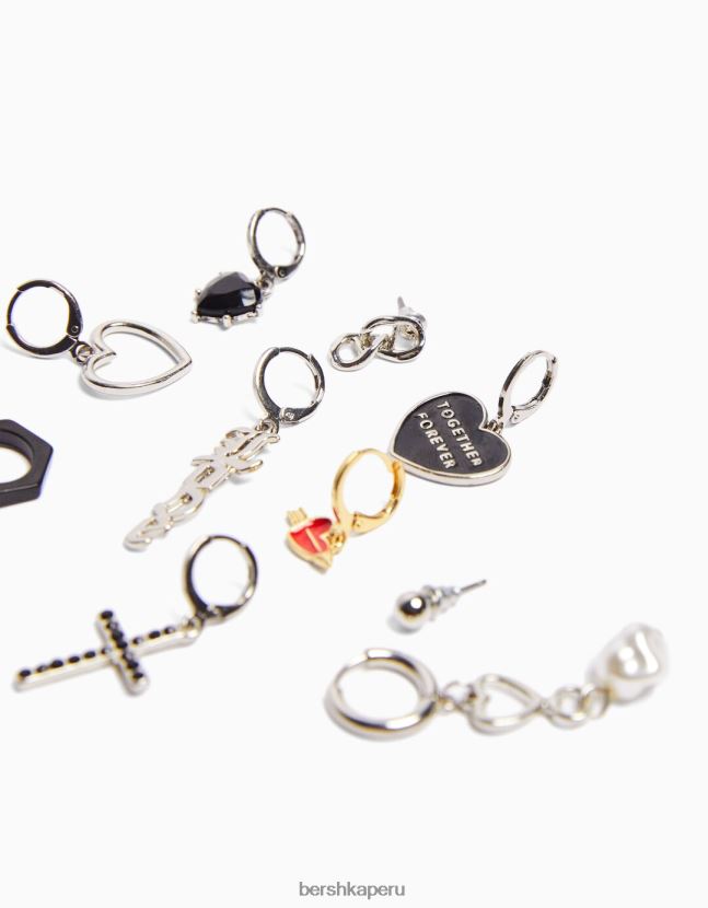 plata Bershka hombres pack 10 pendientes amor 806J6B3668