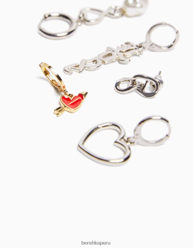 plata Bershka hombres pack 10 pendientes amor 806J6B3668