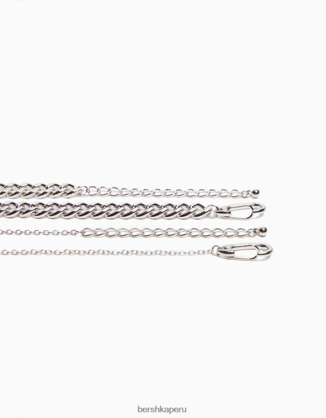 plata Bershka hombres pack 2 collares de anillas 806J6B3680