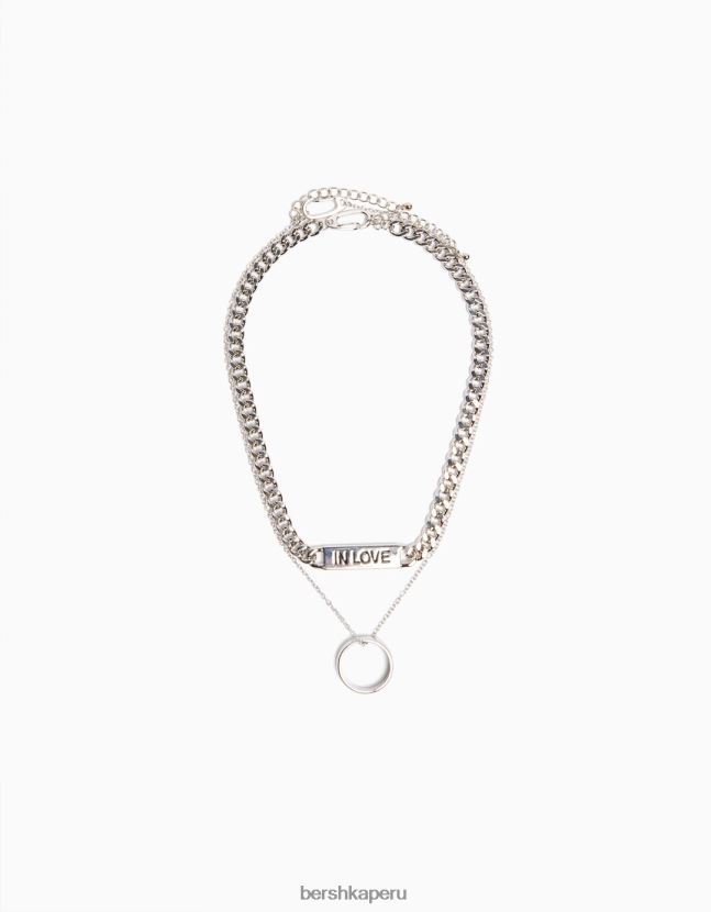 plata Bershka hombres pack 2 collares de anillas 806J6B3680