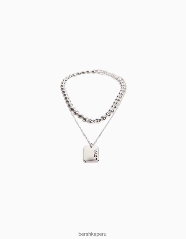 plata Bershka hombres pack 2 collares de corazones 806J6B3678