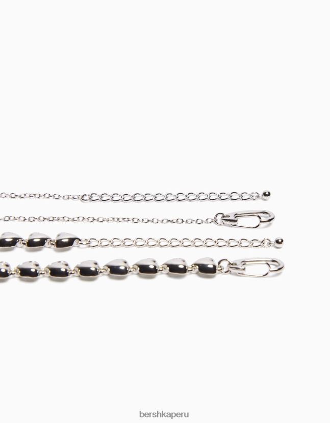 plata Bershka hombres pack 2 collares de corazones 806J6B3678