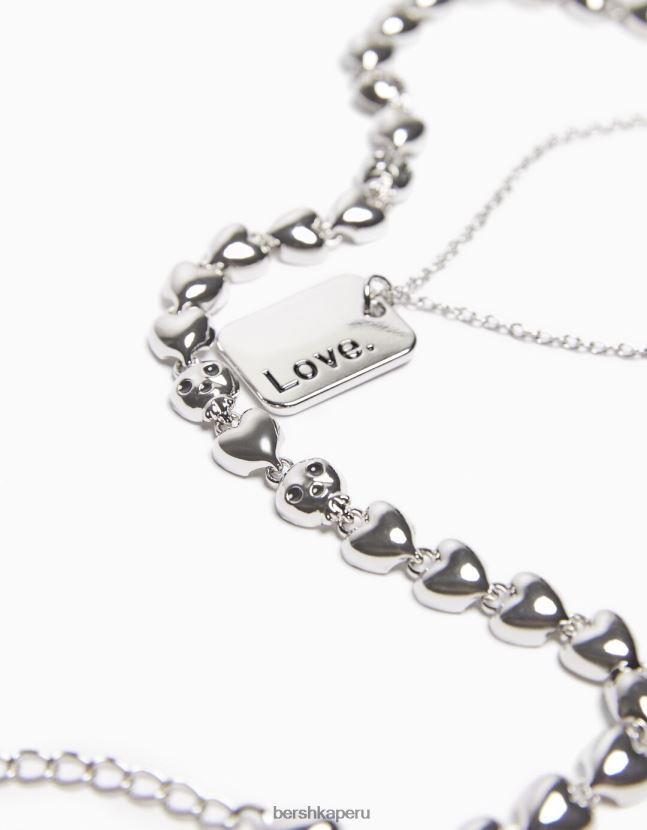 plata Bershka hombres pack 2 collares de corazones 806J6B3678
