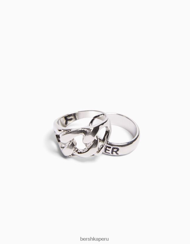 plata Bershka hombres pack 3 anillos de amor 806J6B3646