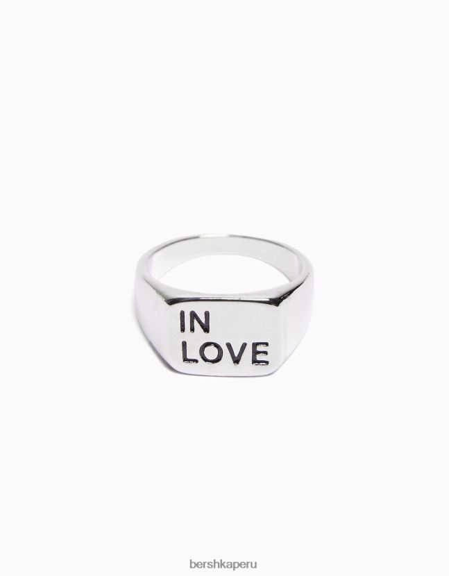 plata Bershka hombres pack 3 anillos de amor 806J6B3662
