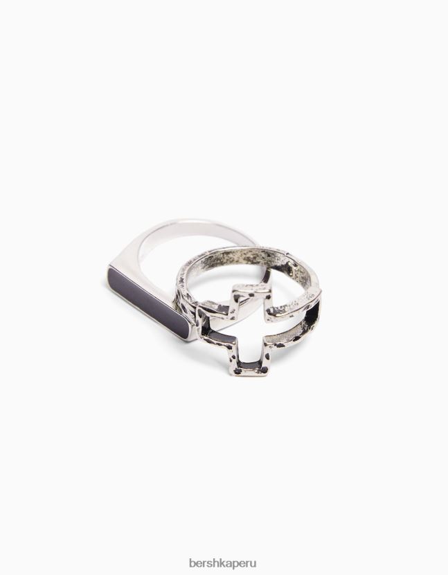 plata Bershka hombres pack de 3 anillos anudados 806J6B3649