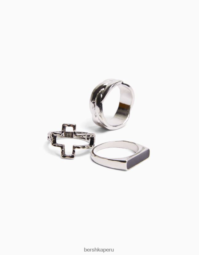 plata Bershka hombres pack de 3 anillos anudados 806J6B3649