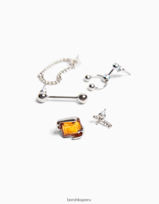 plata Bershka hombres pack de 5 pendientes piercing 806J6B3667