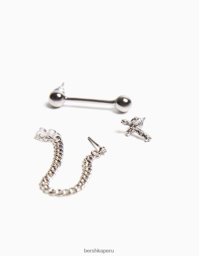 plata Bershka hombres pack de 5 pendientes piercing 806J6B3667