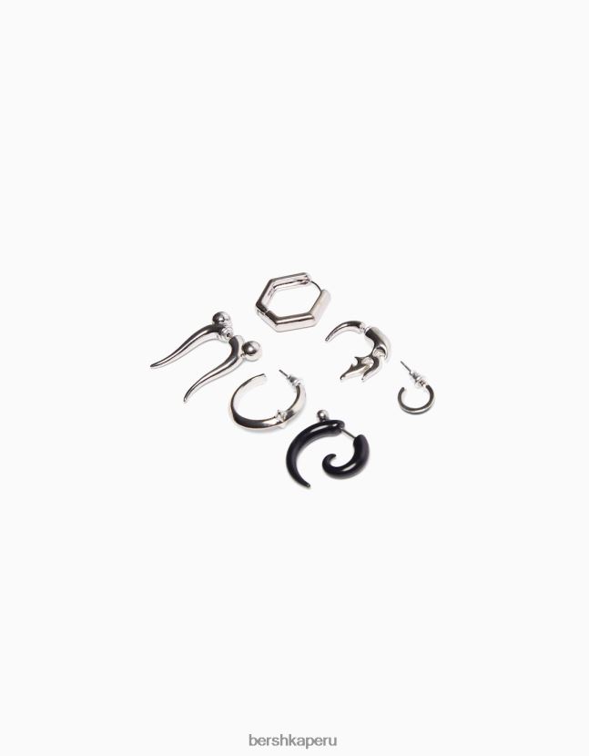 plata Bershka hombres pack de 6 pendientes ear cuff 806J6B3666