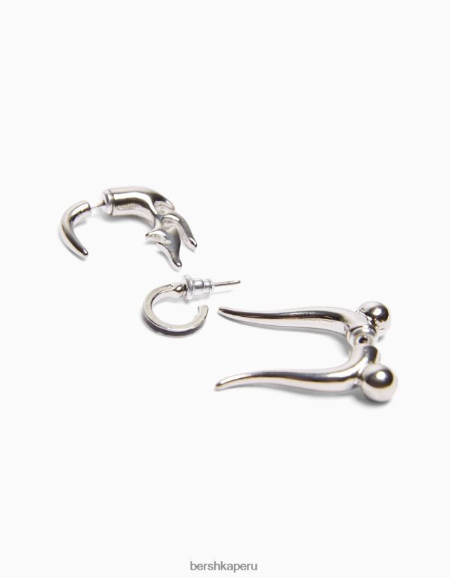 plata Bershka hombres pack de 6 pendientes ear cuff 806J6B3666