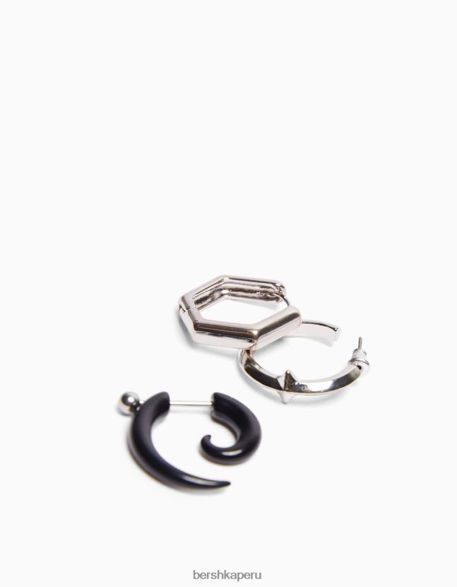 plata Bershka hombres pack de 6 pendientes ear cuff 806J6B3666