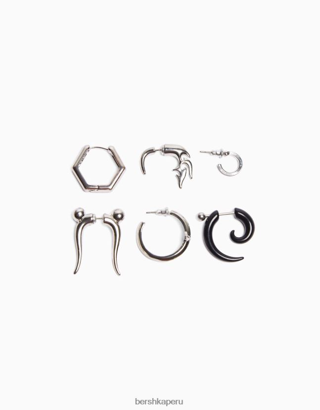 plata Bershka hombres pack de 6 pendientes ear cuff 806J6B3666