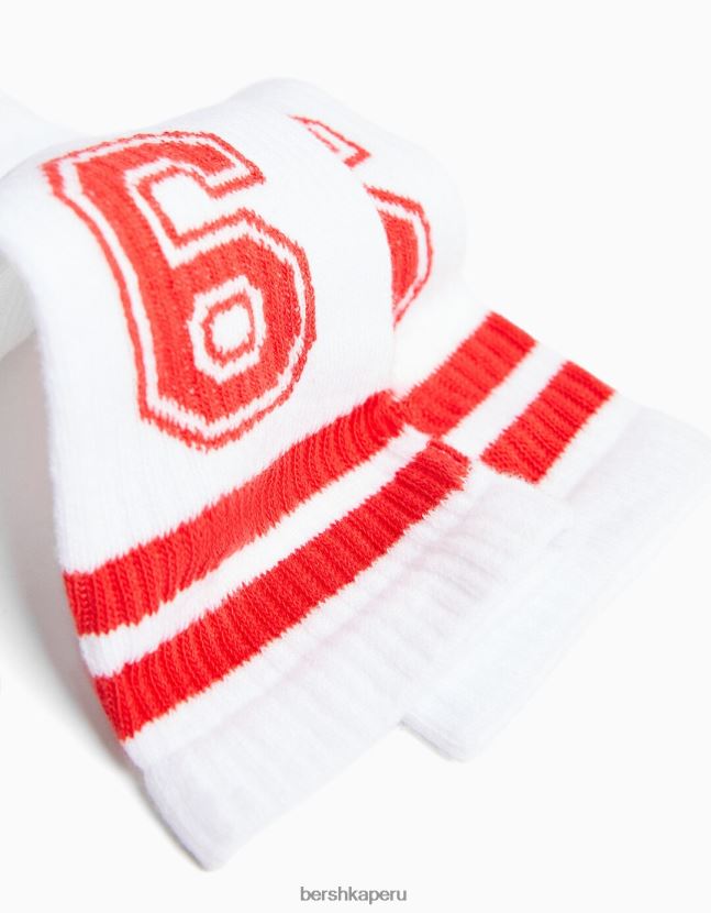 blanco Bershka hombres juego de 3 calcetines con numero 806J6B3416