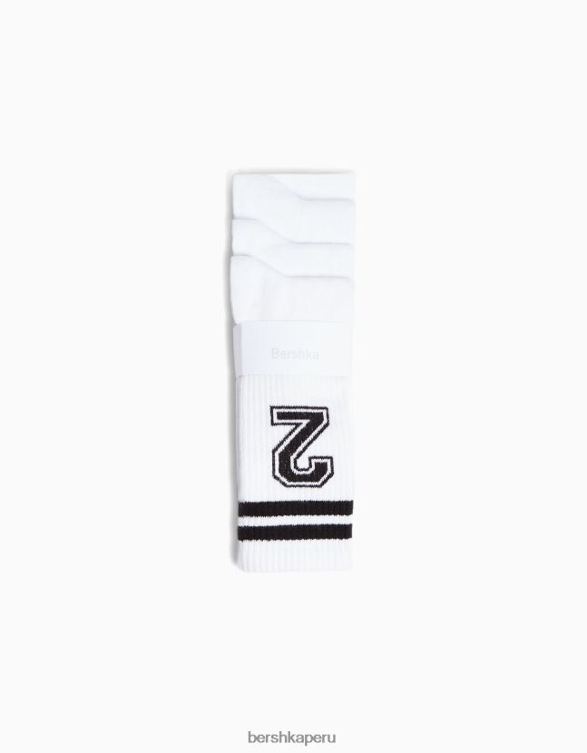 blanco Bershka hombres juego de 3 calcetines con numero 806J6B3416