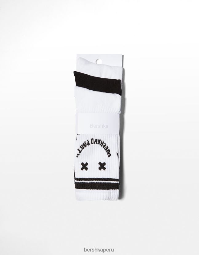 blanco Bershka hombres juego de 3 calcetines estampados 806J6B3418