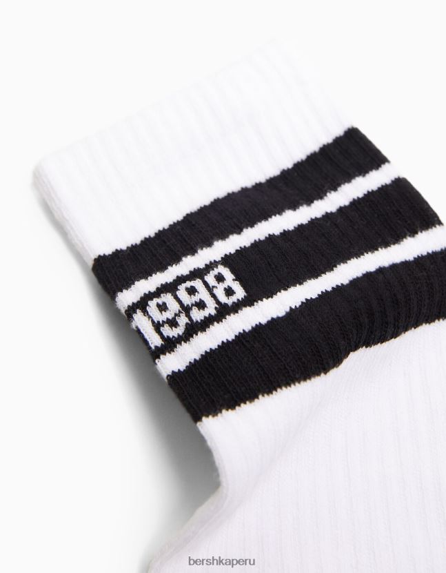 blanco Bershka hombres juego de 3 calcetines estampados 806J6B3427