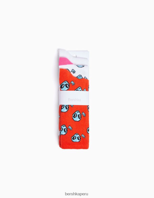 naranja Bershka hombres juego de 3 calcetines estampados 806J6B3423