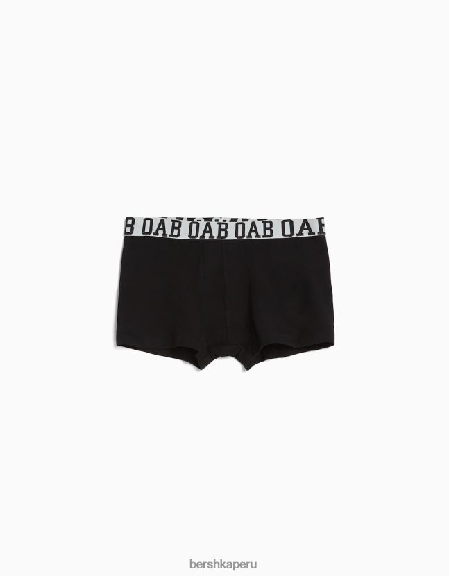 negro Bershka hombres Pack de 3 bóxers con cinturilla estampada de colores 806J6B3436