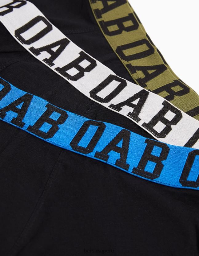 negro Bershka hombres Pack de 3 bóxers con cinturilla estampada de colores 806J6B3436