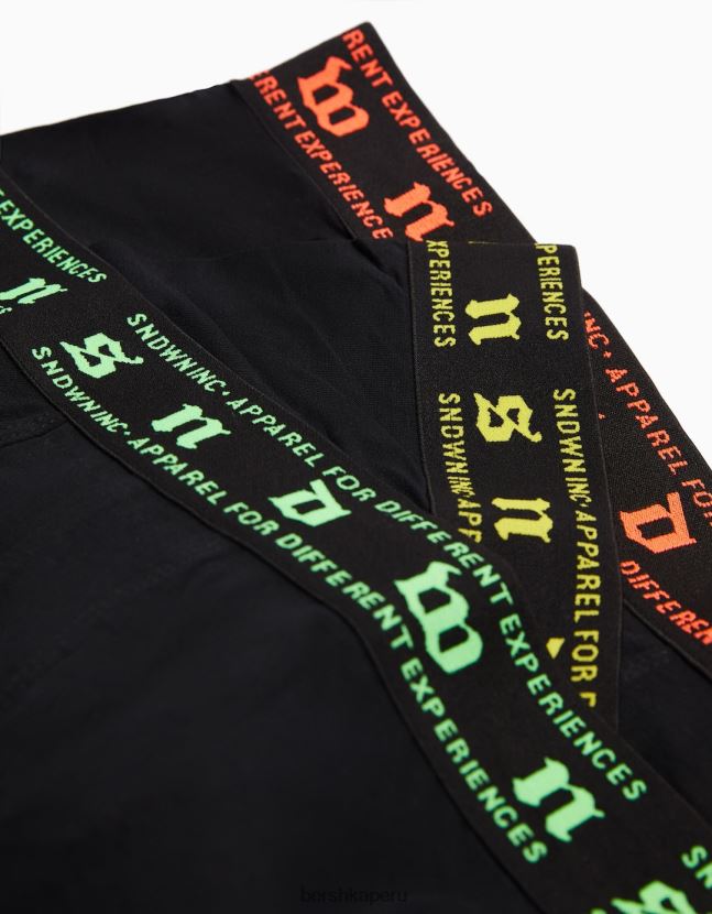 negro Bershka hombres Pack de 3 bóxers con cinturilla estampado neón 806J6B3433