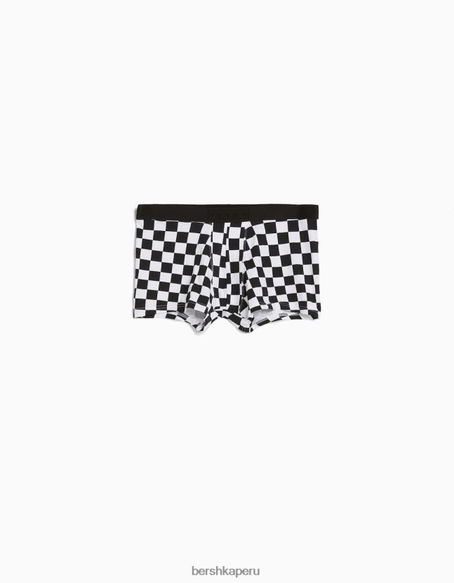 negro Bershka hombres Pack de 3 bóxers estampado damero 806J6B3434