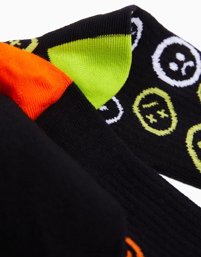 negro Bershka hombres juego de 3 calcetines estampados 806J6B3421