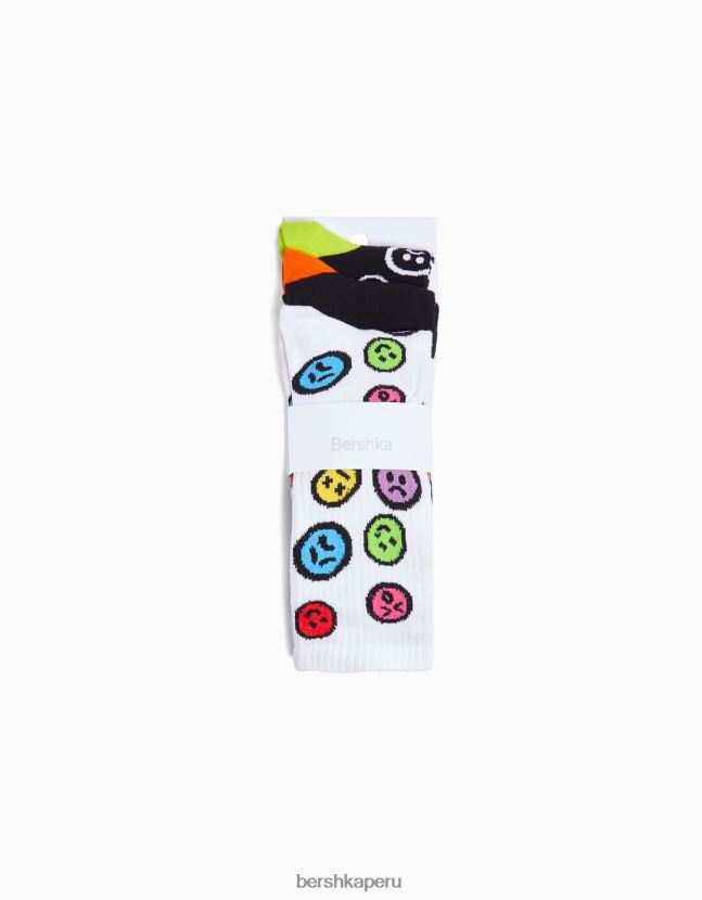 negro Bershka hombres juego de 3 calcetines estampados 806J6B3421