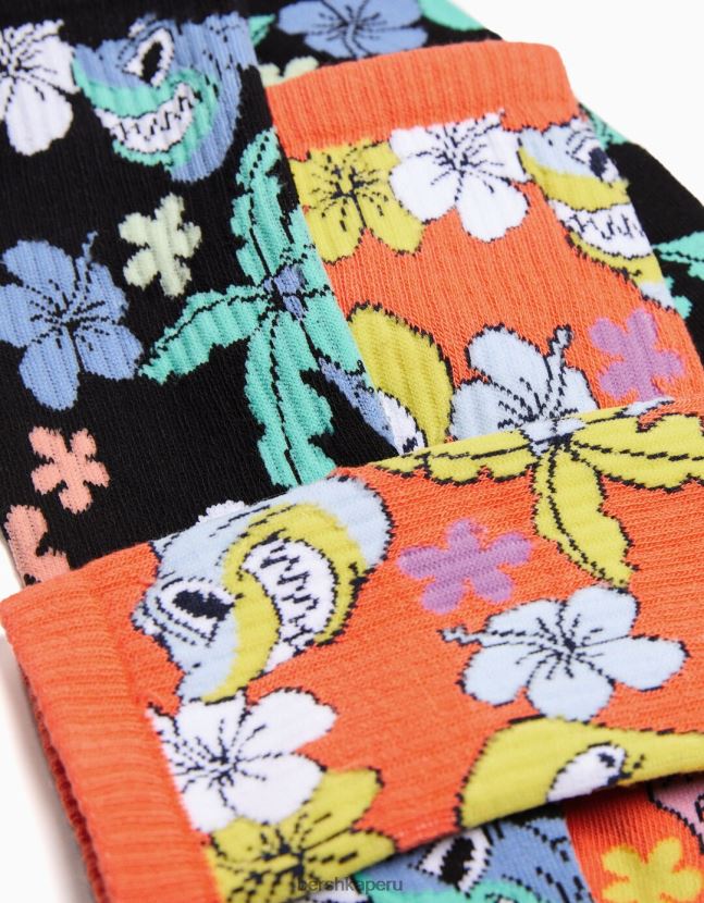 negro Bershka hombres pack de 2 pares de calcetines estampados 806J6B3424