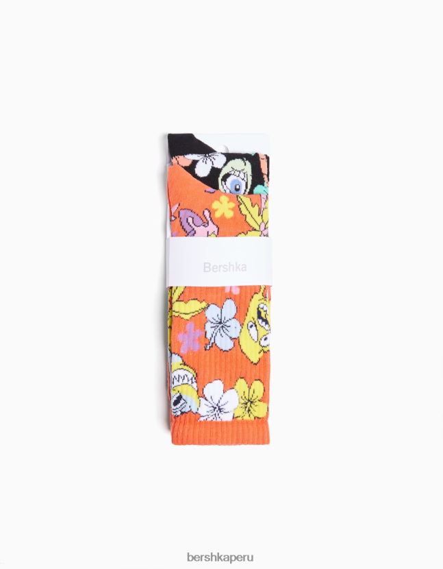 negro Bershka hombres pack de 2 pares de calcetines estampados 806J6B3424