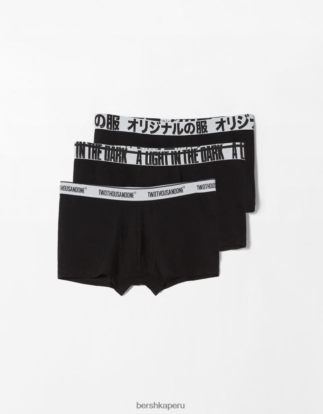 negro Bershka hombres set de 3 calzoncillos con letras 806J6B3432