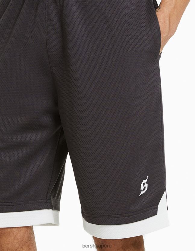 gris Bershka hombres conjunto de camiseta de rejilla y bermudas 806J6B3410