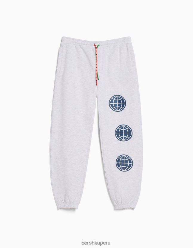 gris Bershka hombres conjunto de sudadera y pantalón con estampado de felpa 806J6B3411