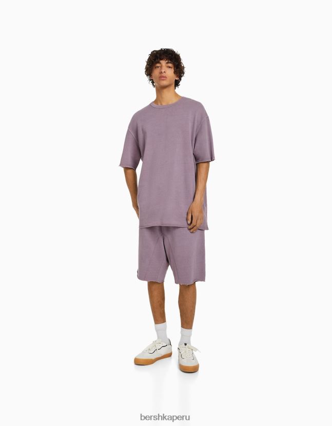 Violeta Bershka hombres bermudas felpa descolorida 806J6B3363