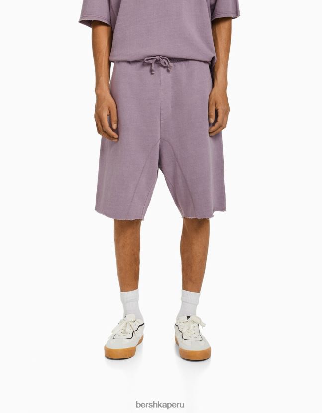 Violeta Bershka hombres bermudas felpa descolorida 806J6B3363