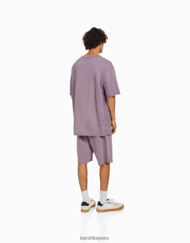 Violeta Bershka hombres bermudas felpa descolorida 806J6B3363