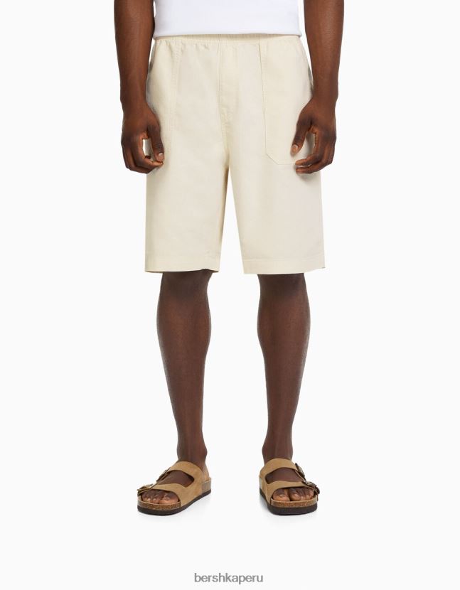 arena Bershka hombres bermudas jogger de mezcla de algodón y lino 806J6B3358