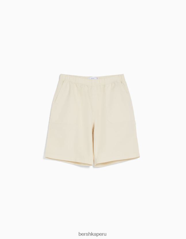 arena Bershka hombres bermudas jogger de mezcla de algodón y lino 806J6B3358