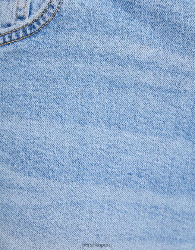 azul claro Bershka hombres bermudas de mezclilla con rotos 806J6B3342