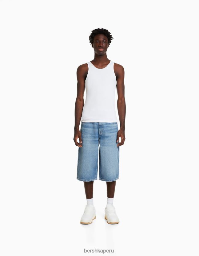 azul claro Bershka hombres bermudas vaqueras muy holgadas de los 90 806J6B3376