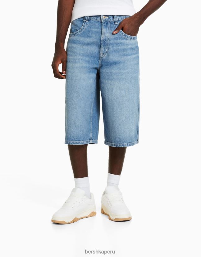 azul claro Bershka hombres bermudas vaqueras muy holgadas de los 90 806J6B3376