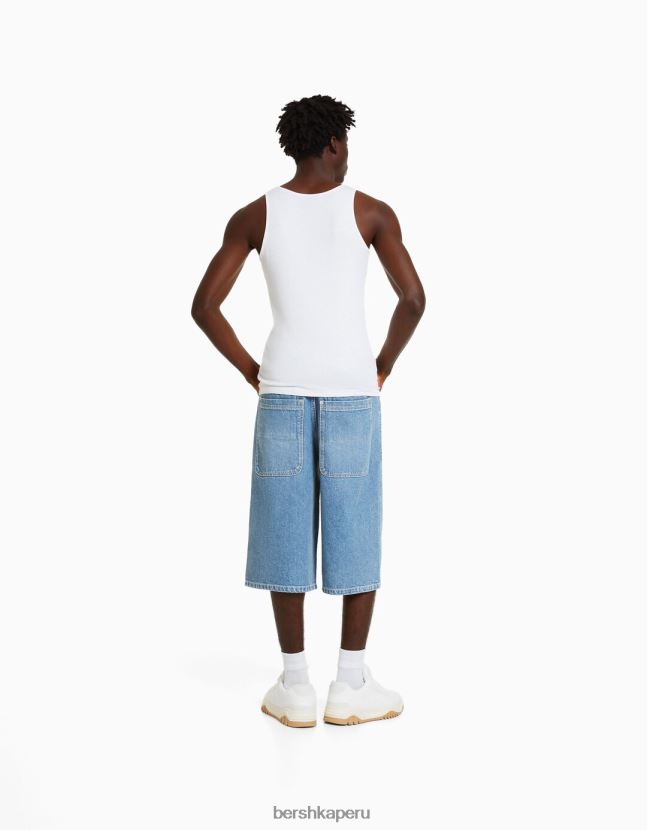 azul claro Bershka hombres bermudas vaqueras muy holgadas de los 90 806J6B3376