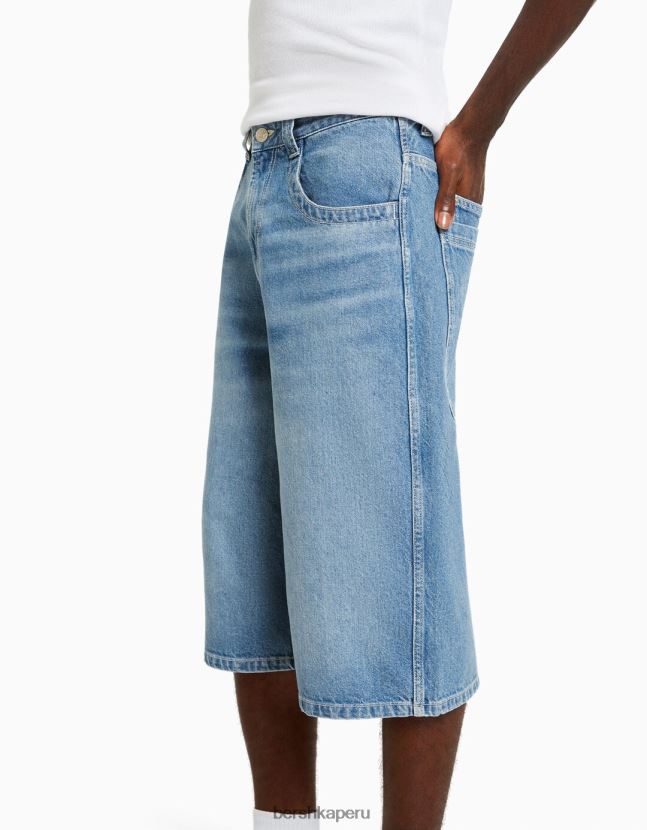 azul claro Bershka hombres bermudas vaqueras muy holgadas de los 90 806J6B3376