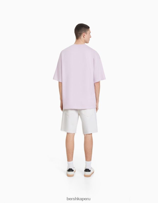 blanco Bershka hombres bermudas de mezclilla con rotos de colores 806J6B3311