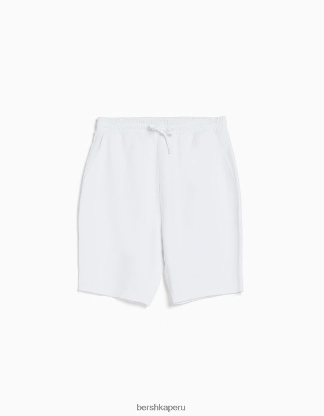blanco Bershka hombres bermudas felpa descolorida 806J6B3364