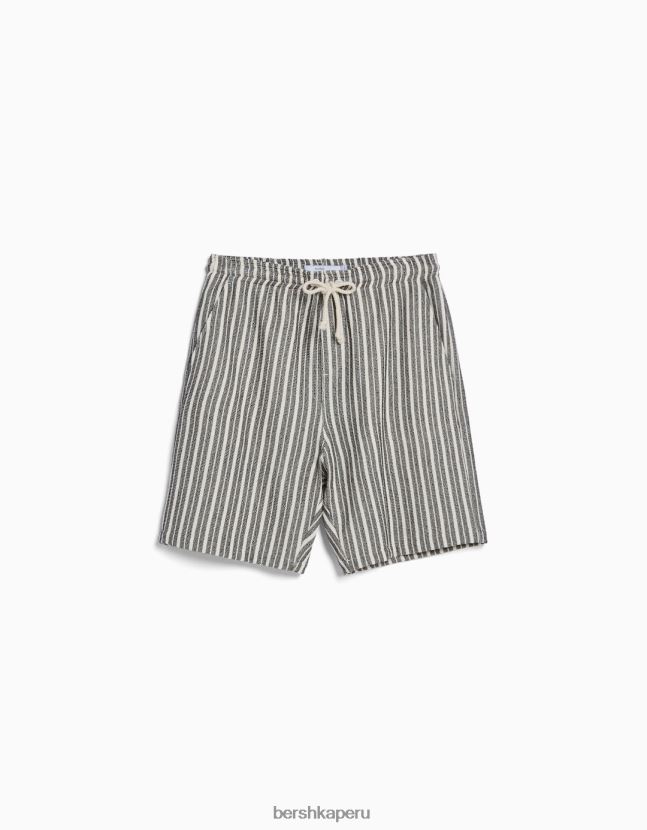 blanco negro Bershka hombres bermudas estilo jogger rústico a rayas 806J6B3370