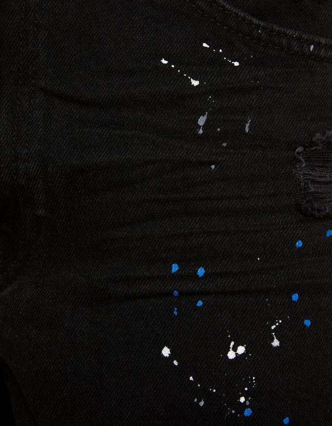 exclusivo Bershka hombres bermudas de mezclilla rota con salpicaduras de pintura 806J6B3332
